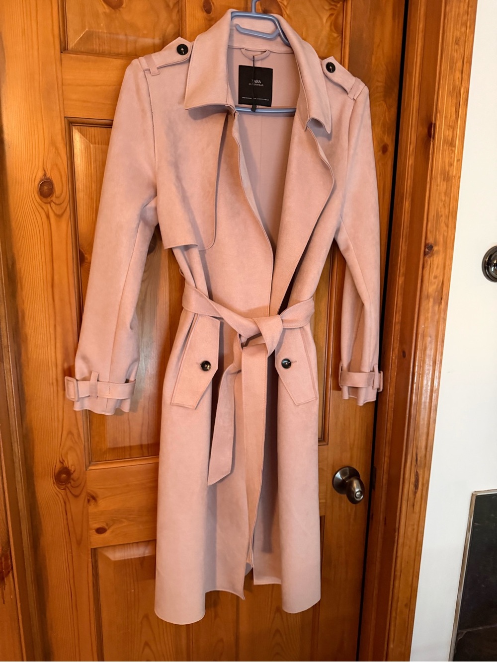 Zara Dusty Pink Trench Coat with Tie Belt